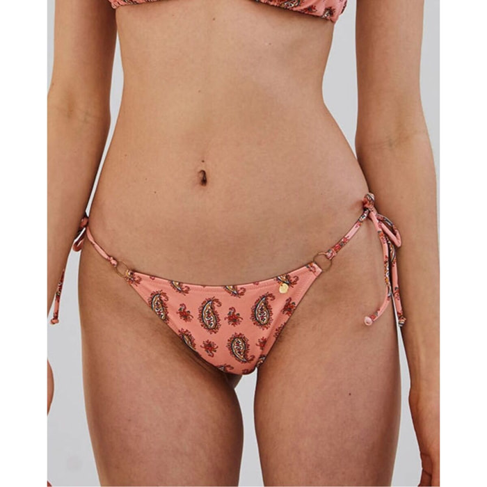 Braga de bikini semibrasileña con aros y lazos ajustables