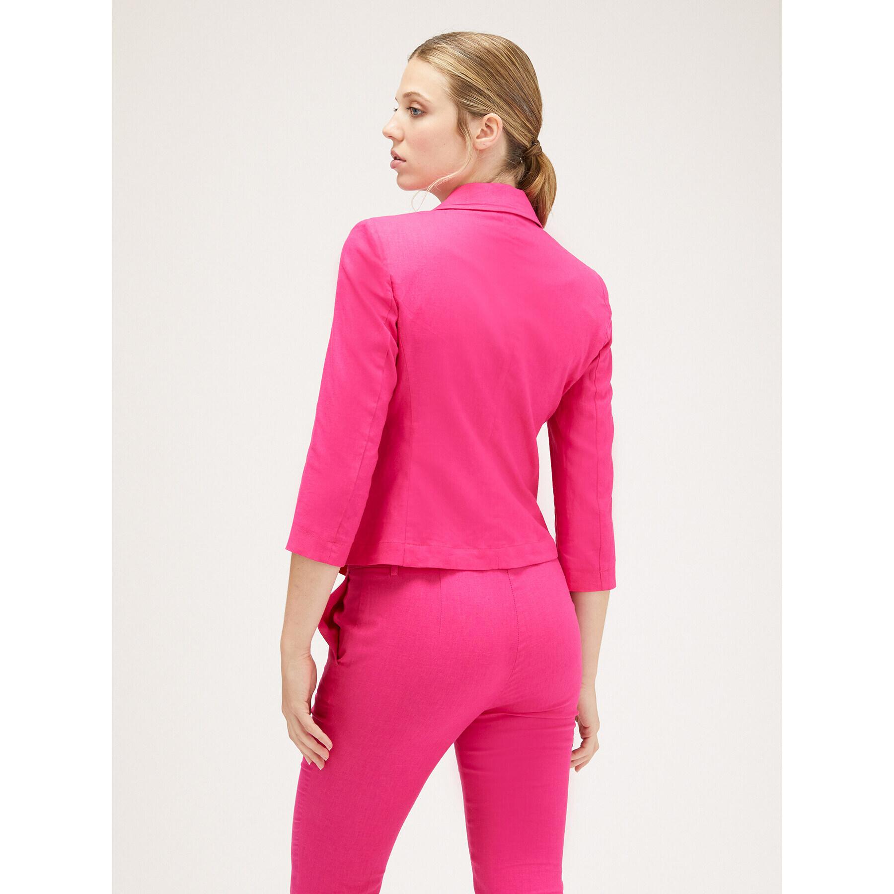 Motivi - Americana slim fit en mezcla de lino - Fuchsia