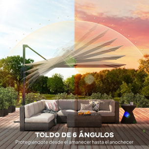 Sombrilla de Jardín 2,9x2,9 m, Parasol Excéntrico de Aluminio con Manivela, Toldo Giratorio 360°, Inclinación Ajustable, Base Cruzada y Funda, UPF30+, Sombrilla para Terraza Exterior, Caqui