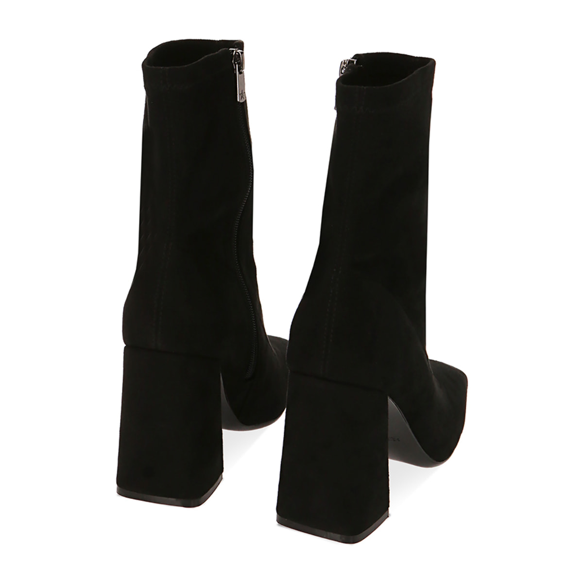 Botines de microfibra negros hasta el tobillo, tacón de 9,5 cm