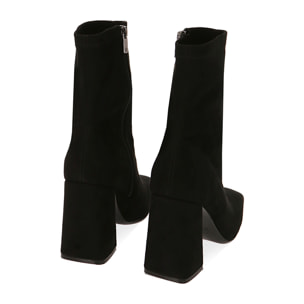 Botines de microfibra negros hasta el tobillo, tacón de 9,5 cm