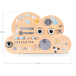 Tablero de actividades Montessori niños, cloud busy board, diseño nube