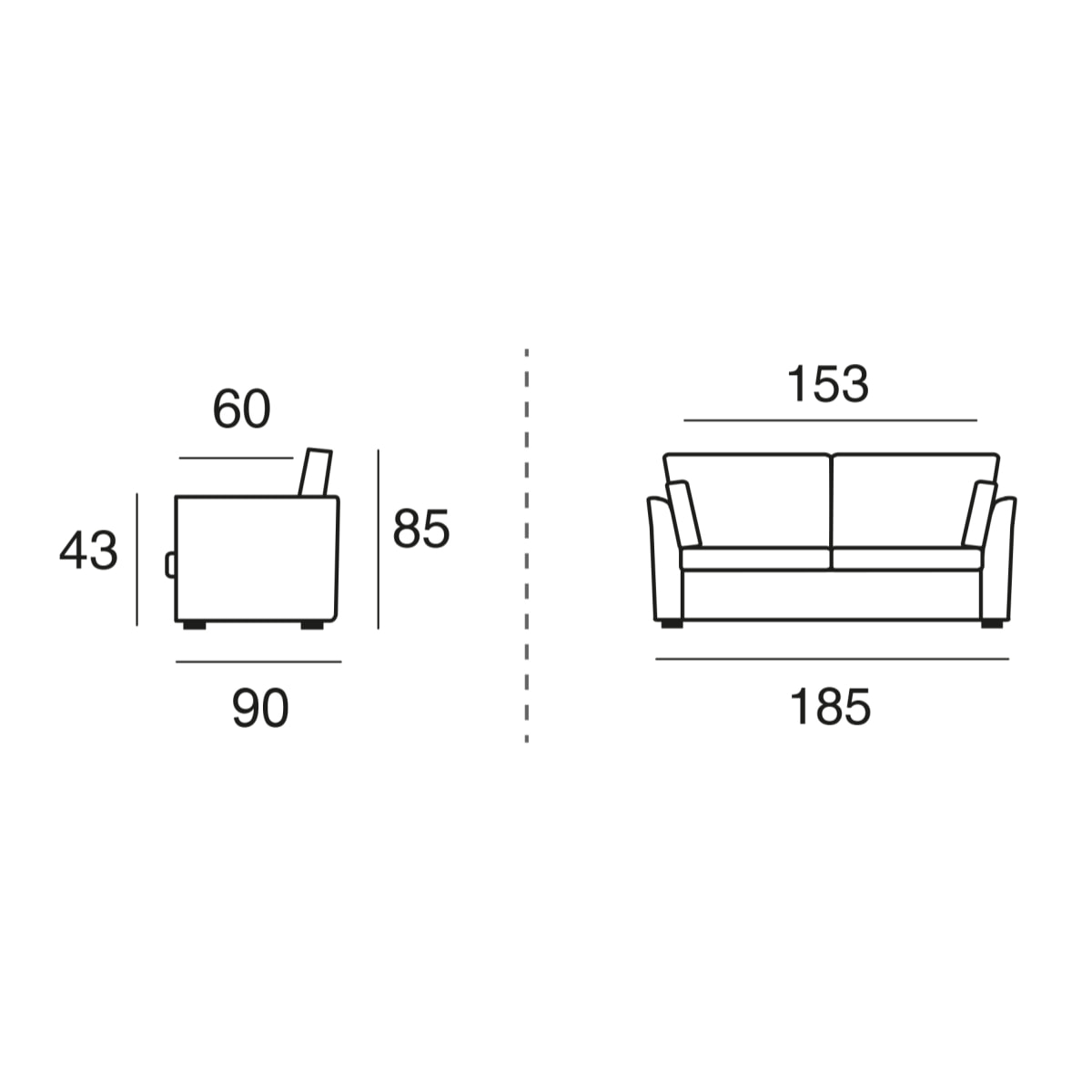 Canapé 3 pl ESCAUT 185 cm fixe tissu Moderne Taupe - 100% déhoussable - Fabriqué en France