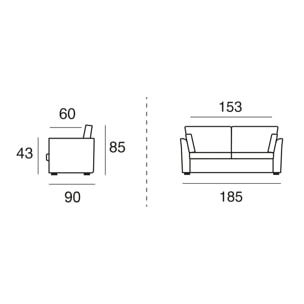 Canapé 3 pl ESCAUT 185 cm fixe tissu Moderne Taupe - 100% déhoussable - Fabriqué en France