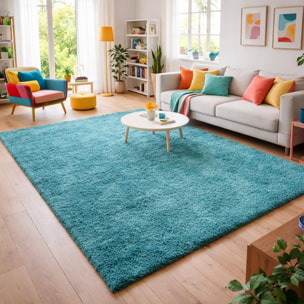 Tapis poils longs shaggy tissé motif uni ZASIVE
