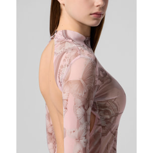 PHILIPP PLEIN Tulle Maxi Dress Open Back Butterfly Tattoo