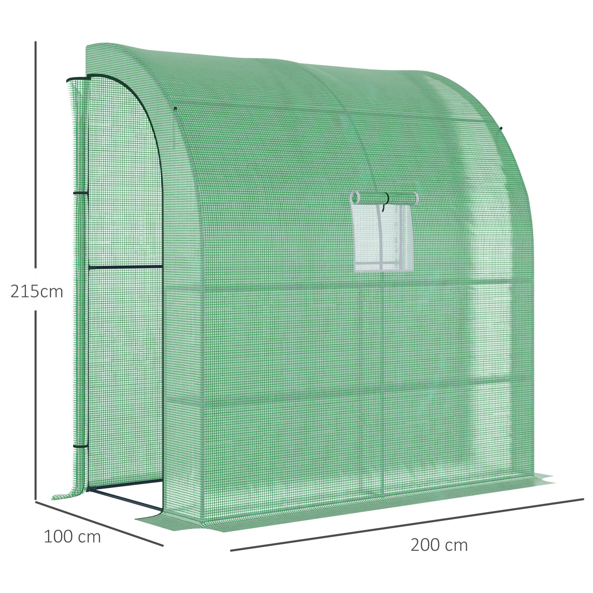 Invernadero Pequeño de Pared Invernadero de Exterior con Ventanas Estantes de 3 Niveles y Marco de Acero Invernadero para Cultivar Plantas Flores 200x100x215 cm Verde