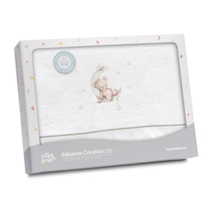 Triptico Minicuna Coralina Estampado Oso Luna Estrellas Bco/Verde