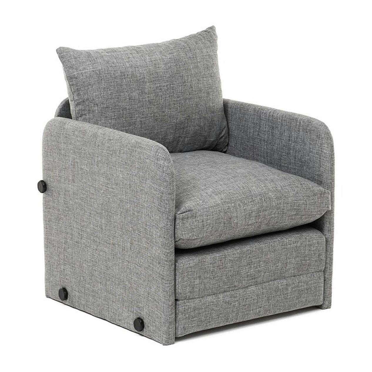 Fauteuil convertible gris lin 1 place couchage 200 cm ORURO