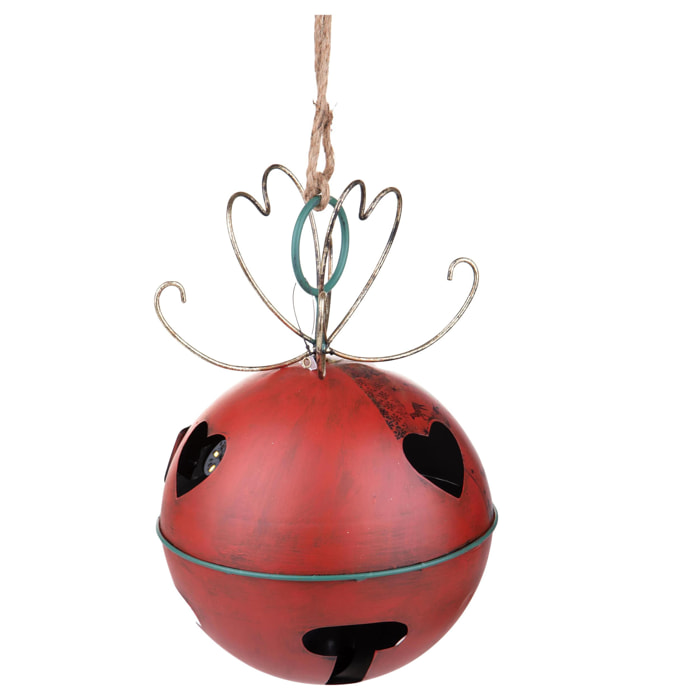 Sfera D.20 Cm con Led Metallo - Pezzi 1 - Colore:Rosso - Bianchi Dino - -