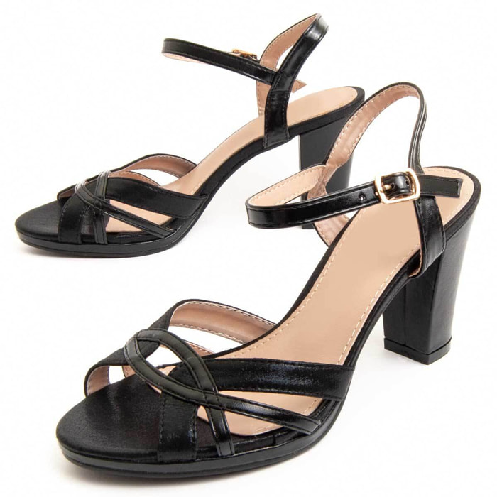 Sandalias de tacón - Negro - Altura: 8 cm