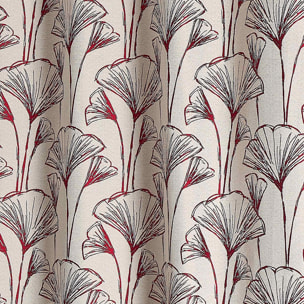 Rideau jacquard fleurs de gingko - Bordeaux