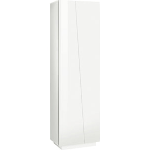 Armadio multiuso, Made in Italy, Mobile moderno, Portascarpe a 2 ante e 5 ripiani, cm 60x38h200, colore Bianco lucido