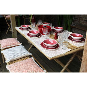 LOT 4 SETS TABLE IMP TERRACOTA COTON/FRANGES DOUBLE 48X28CM HORA