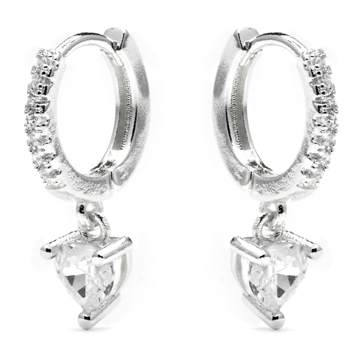 Pendientes acabado plata y Circonita Brillante