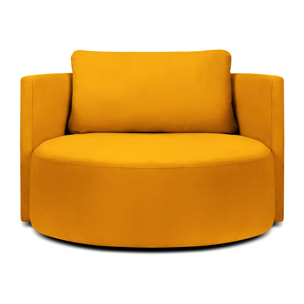 Fauteuil pivotant "Adam" en velours jaune