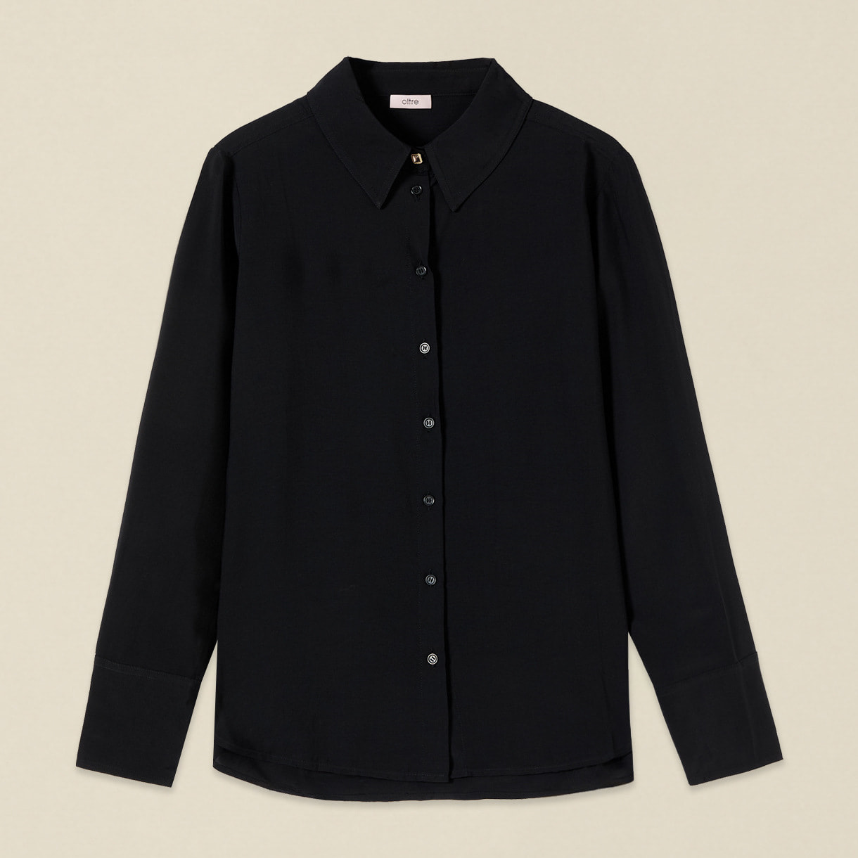 Oltre - Camicia in viscosa con bottoni gioiello - Nero
