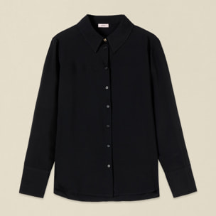 Oltre - Camicia in viscosa con bottoni gioiello - Nero
