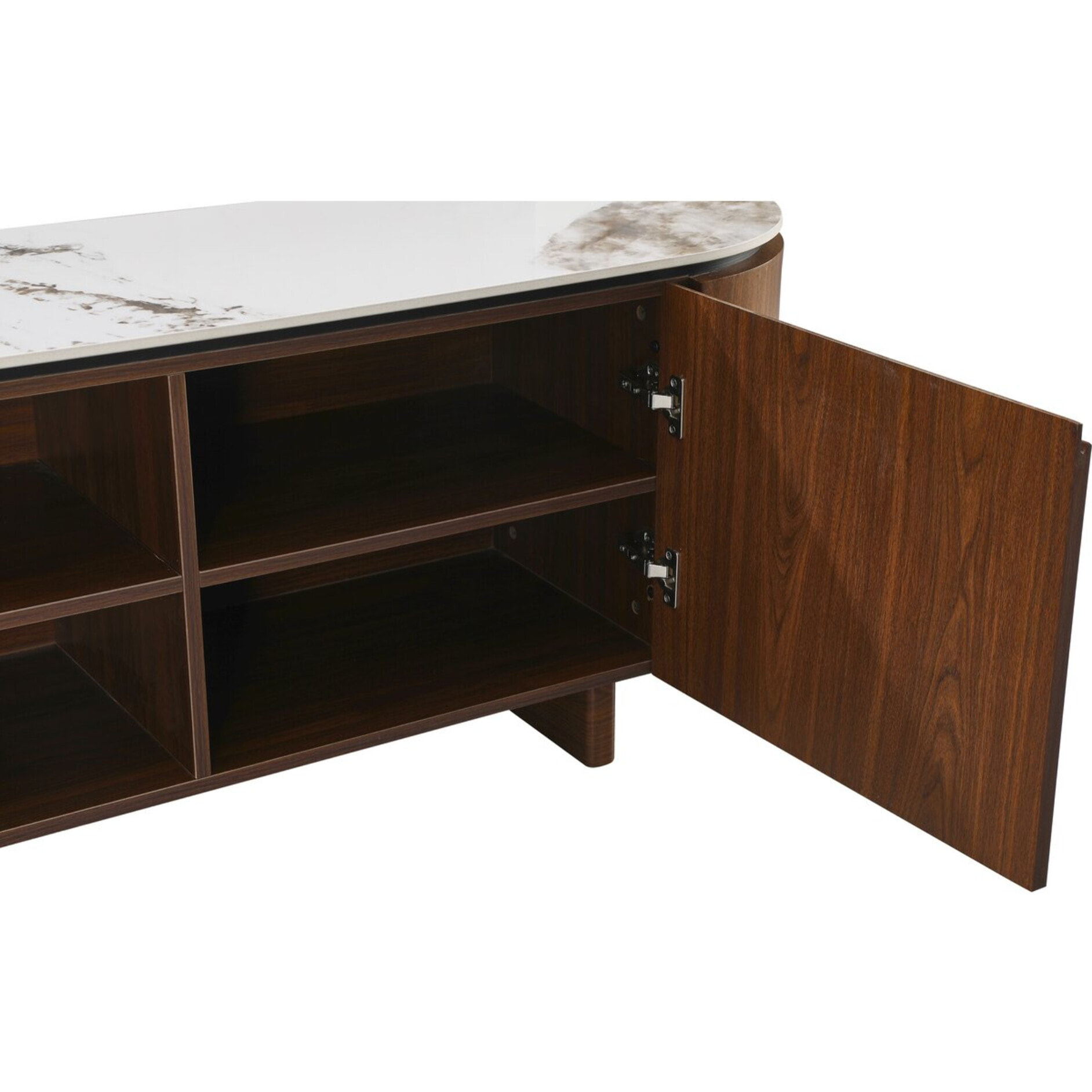 Meuble TV en bois avec plateau en céramique "Stonea" - 200 x 40 x 55 cm - Marron