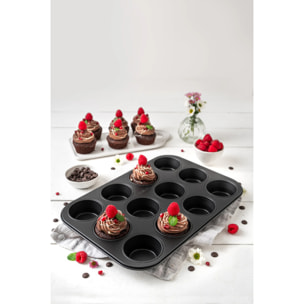 Moule à muffins 12 empreintes 38 x 26 cm Zenker Perfect Black