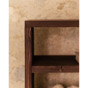 Estantería zapatero de madera maciza tono nogal 80x60cm Alto: 80 Largo: 60 Ancho: 35