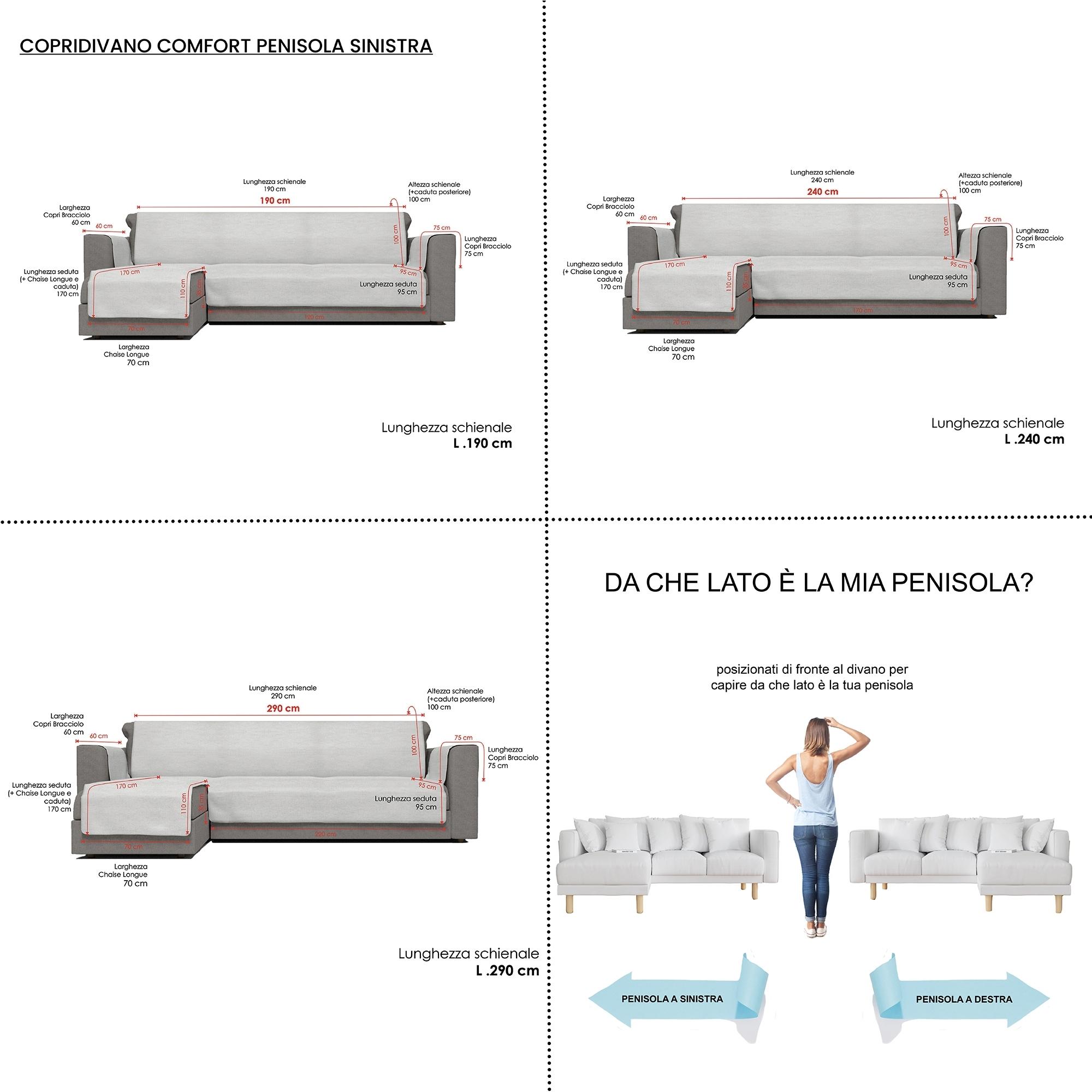 COPRIDIVANO ANTISCIVOLO PENISOLA SX COMFORT MADE IN ITALY – MARRONE