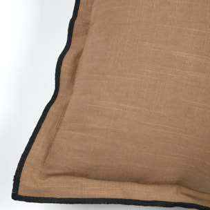 Coussin coton volant plat feston noir - Marron Clair