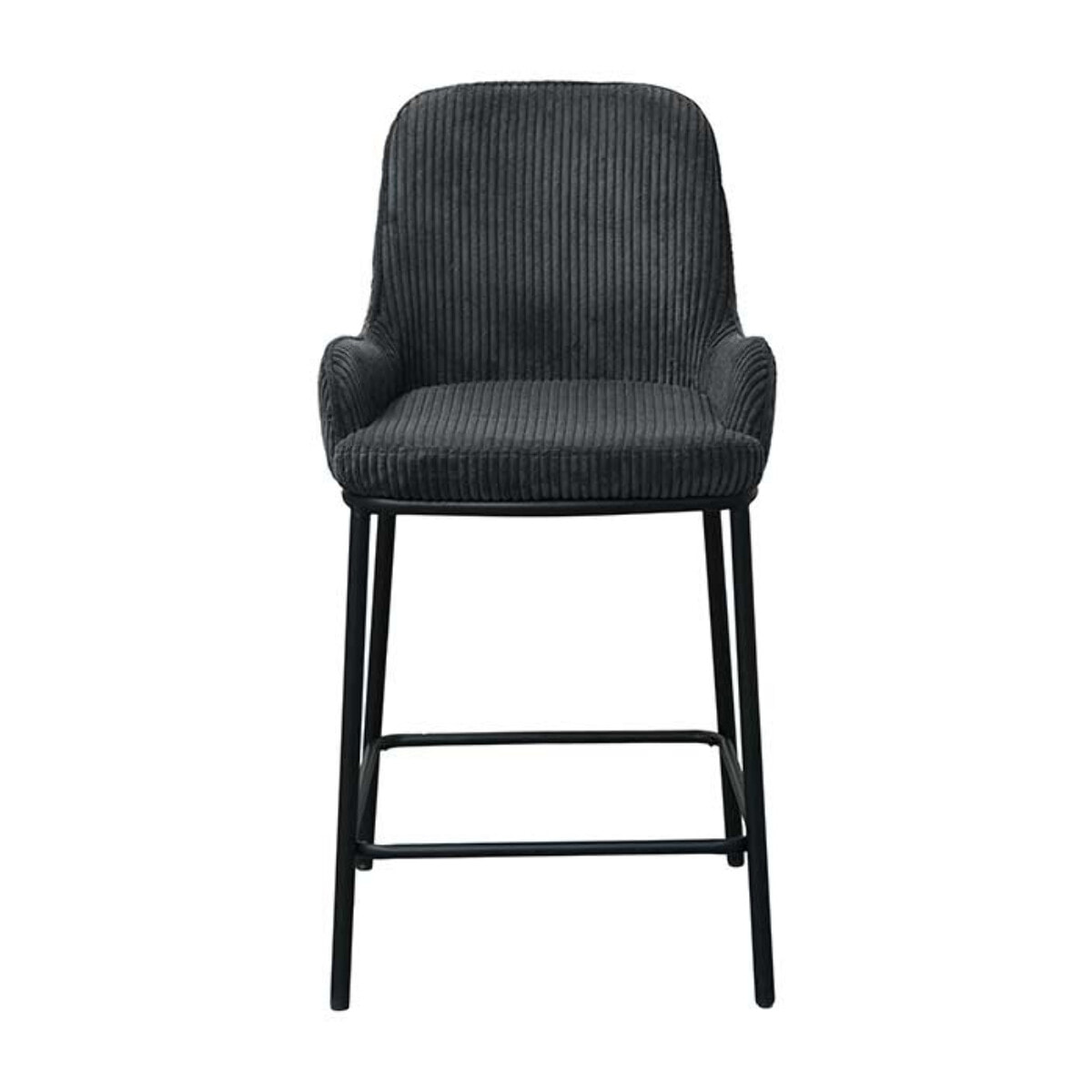 Salinas - lot de 2 chaises de bar - en velours côtelé - gris anthracite - H65 cm - Gris Anthracite