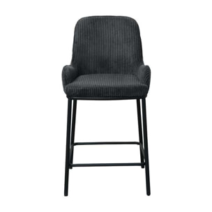 Salinas - lot de 2 chaises de bar - en velours côtelé - gris anthracite - H65 cm - Gris Anthracite