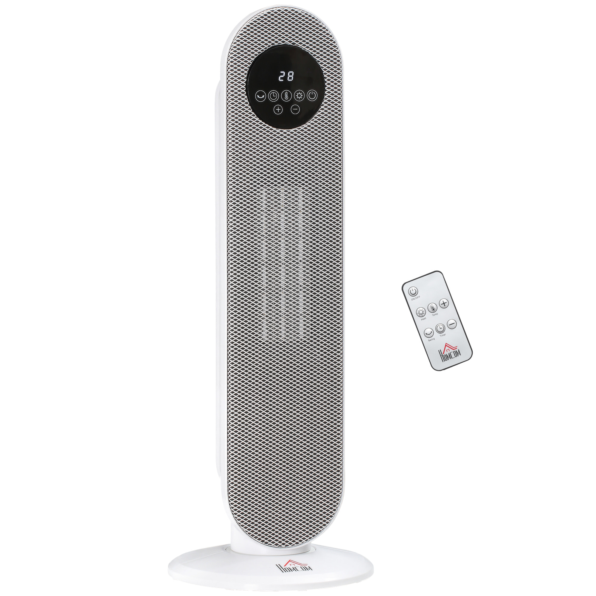 Calefactor Eléctrico Cerámico PTC, 2000W, con Control Remoto, 15–40 °C, Oscilación de 45°, Temporizador 12H, Protección contra Vuelcos y Sobrecalentamiento para 15-20 ㎡, Blanco