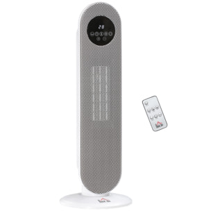 Calefactor Eléctrico Cerámico PTC, 2000W, con Control Remoto, 15–40 °C, Oscilación de 45°, Temporizador 12H, Protección contra Vuelcos y Sobrecalentamiento para 15-20 ㎡, Blanco