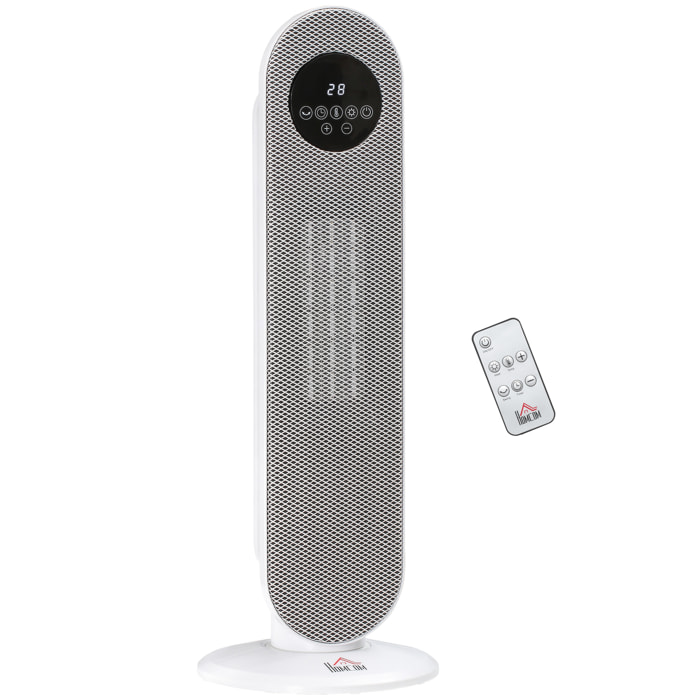 Calefactor Eléctrico Cerámico PTC, 2000W, con Control Remoto, 15–40 °C, Oscilación de 45°, Temporizador 12H, Protección contra Vuelcos y Sobrecalentamiento para 15-20 ㎡, Blanco