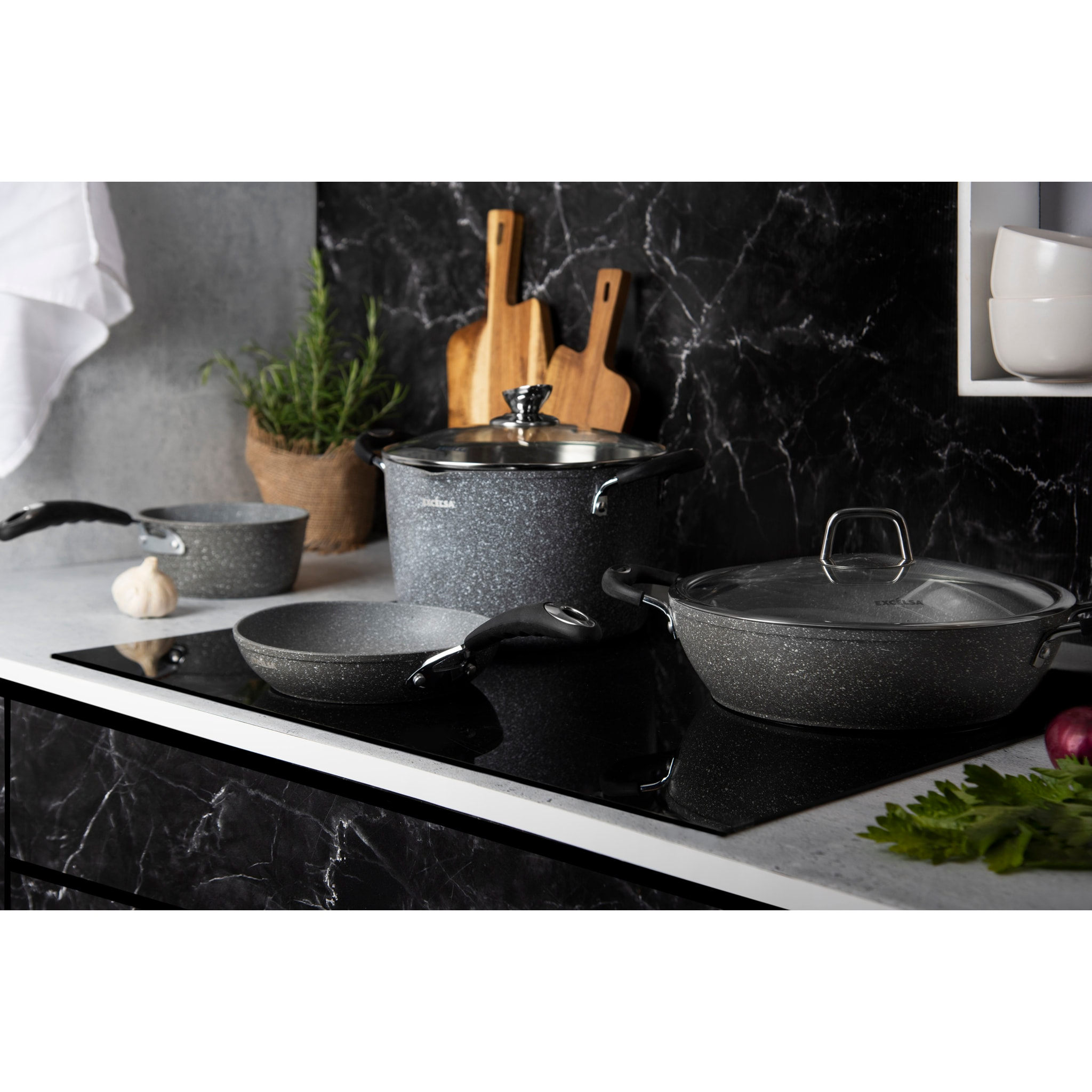 Casseruola 24 cm con Coperchio Excelsa – Forn-Ok, Alluminio Grigio