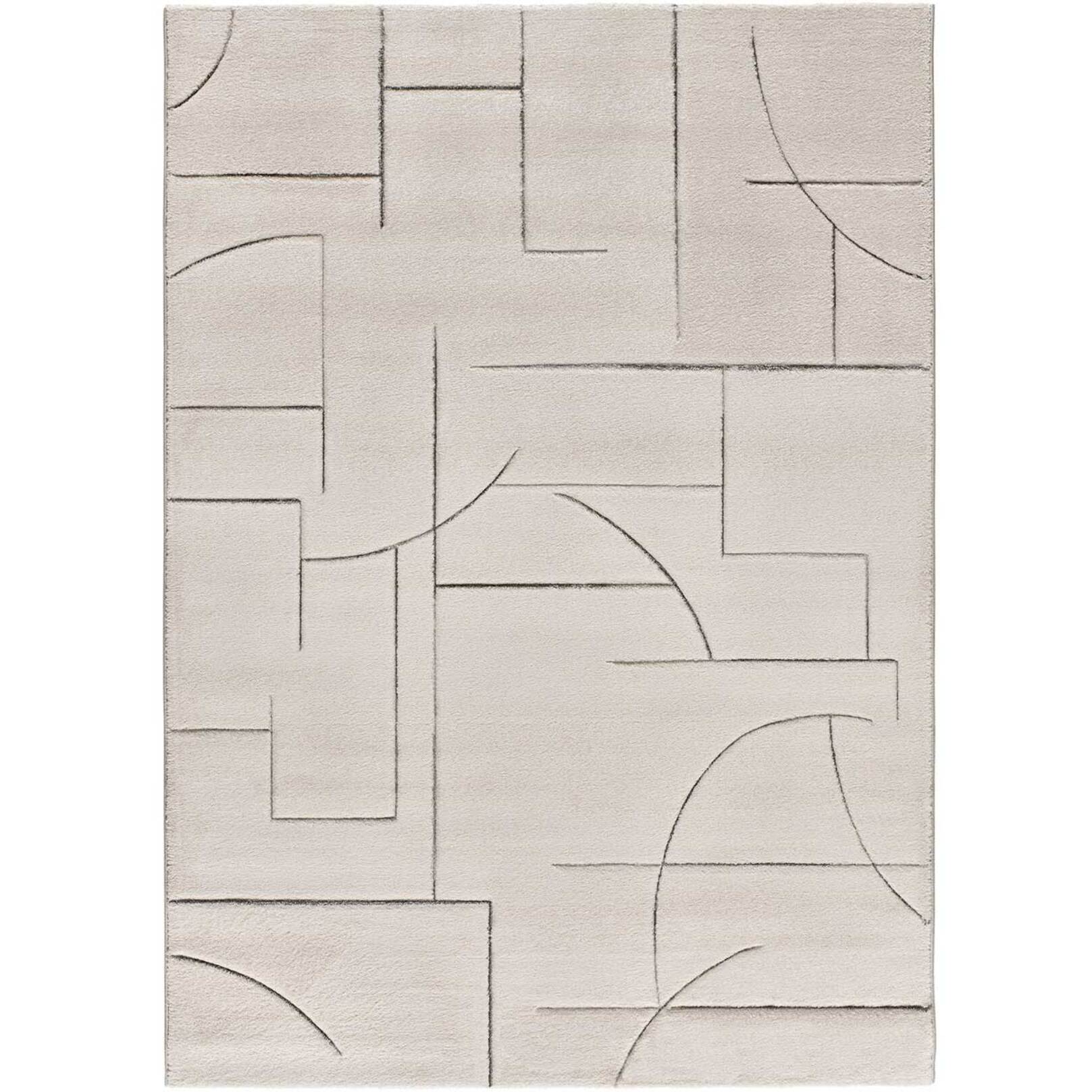 LENA Alfombra geométrica con lí­neas en tonos crema, varias medidas disponibles