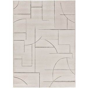 LENA Alfombra geométrica con lí­neas en tonos crema, varias medidas disponibles