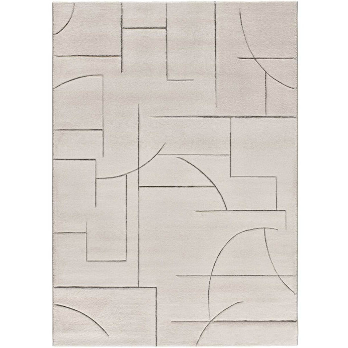 LENA Alfombra geométrica con lí­neas en tonos crema, varias medidas disponibles