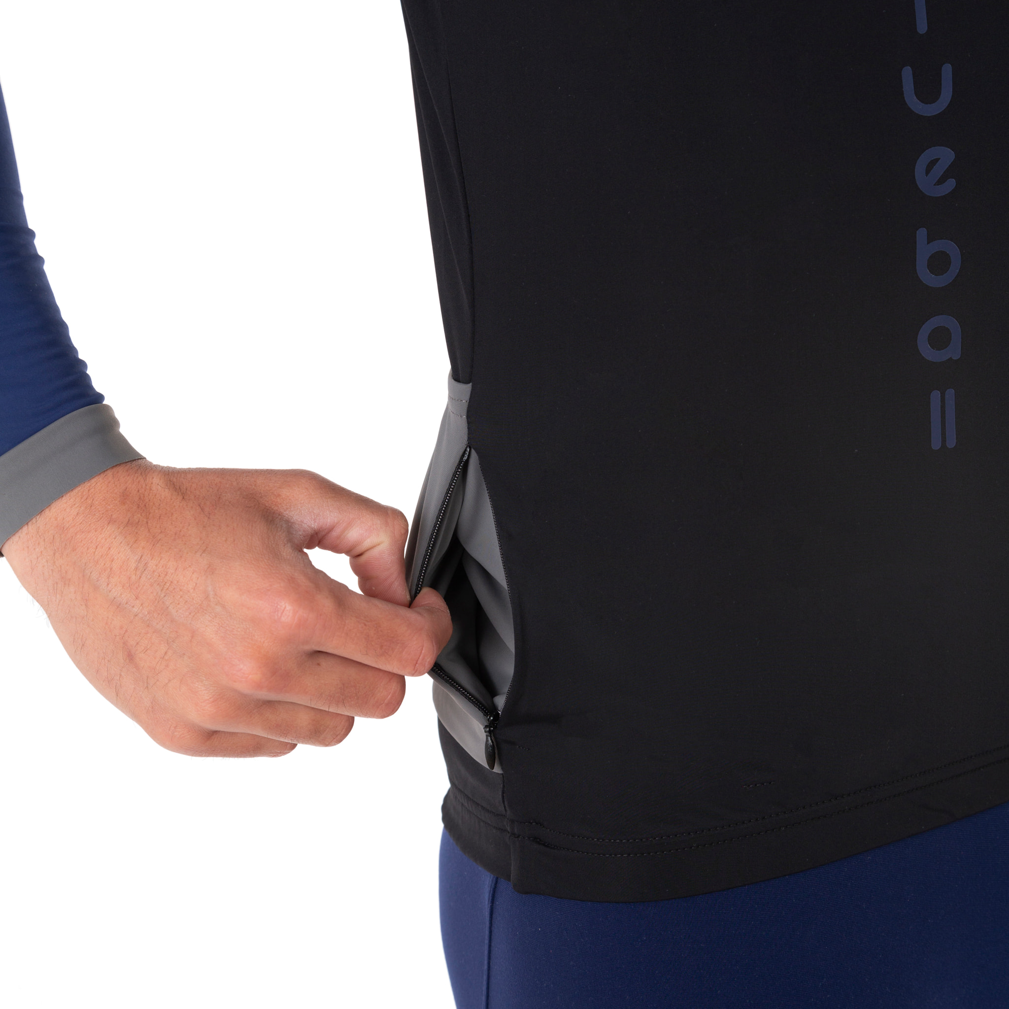 camiseta ciclismo hombre manga larga azul /negro