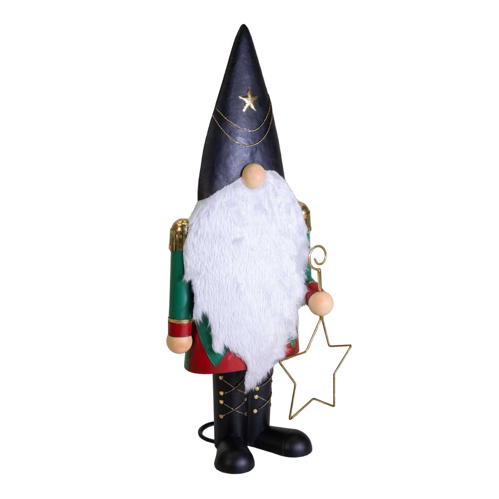Gnomo in metallo con stella nero cm47,7x26,7h101,5