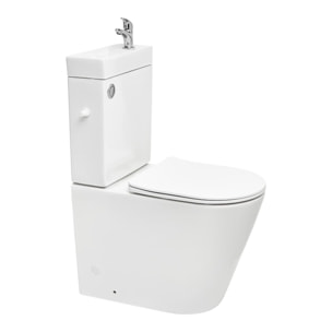 Brevis kit WC à poser sans bride en céramique + robinet eau froide S-Line Pro + tuyau de raccordement Siko (SATBRE34)