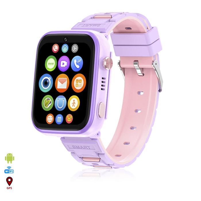 DAM Smartwatch Phone Infantil T45 4G Android 8.1. Conectividad GPS, WIFI, LBS. Reconocimiento facial. 4x1,5x4 Cm. Color: Lila