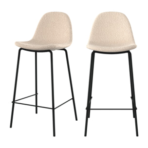 Lot de 2 chaises pour îlot central 65.5 cm en tissu bouclette beige - Henrik