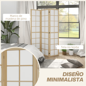 Biombo de 3 Paneles Separador de Ambientes Plegable 120x170 cm Biombo Separador de Ambientes para Salón Dormitorio Oficina Madera y Blanco