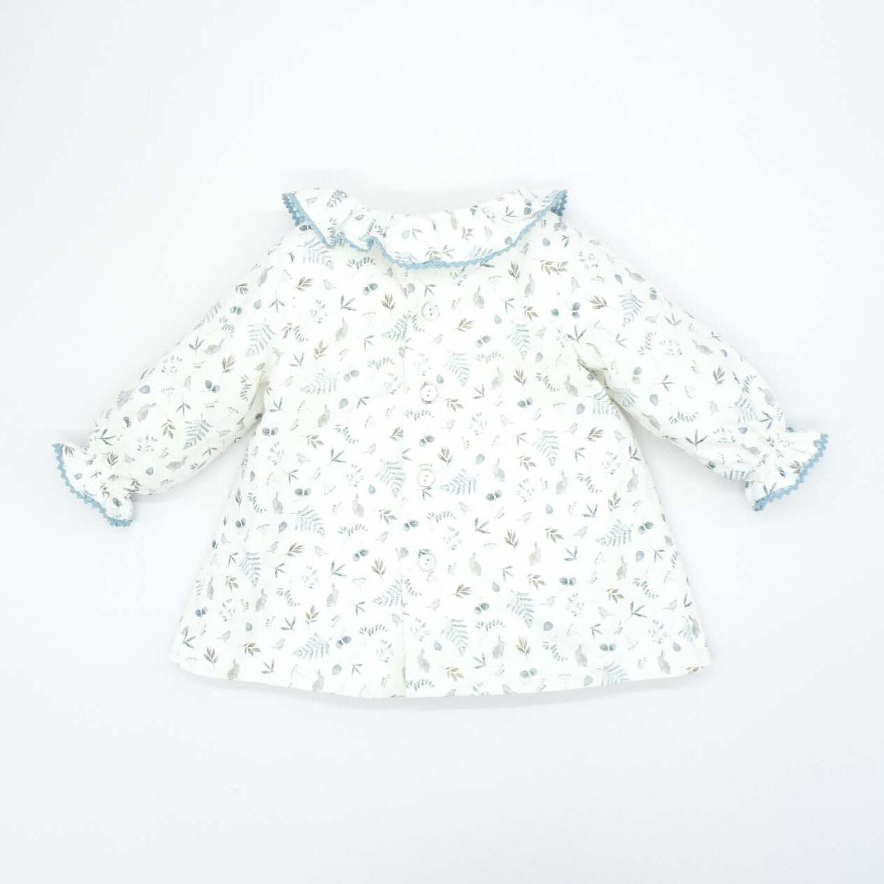 Vestido de viella con conejito azul y blanco