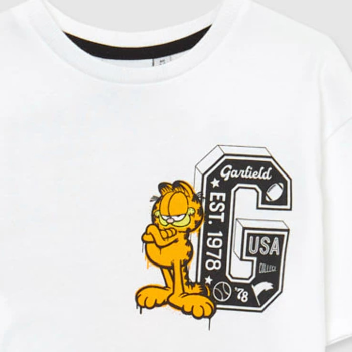 T-shirt oversize stampa Garfield fronte/retro