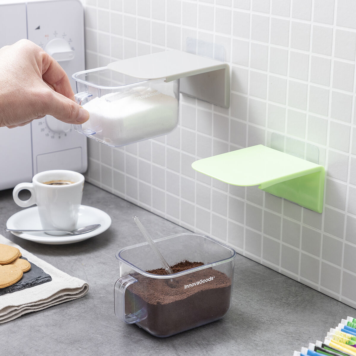 Recipientes de Cocina Adhesivos Extraíbles Handstore InnovaGoods Pack de 2 uds