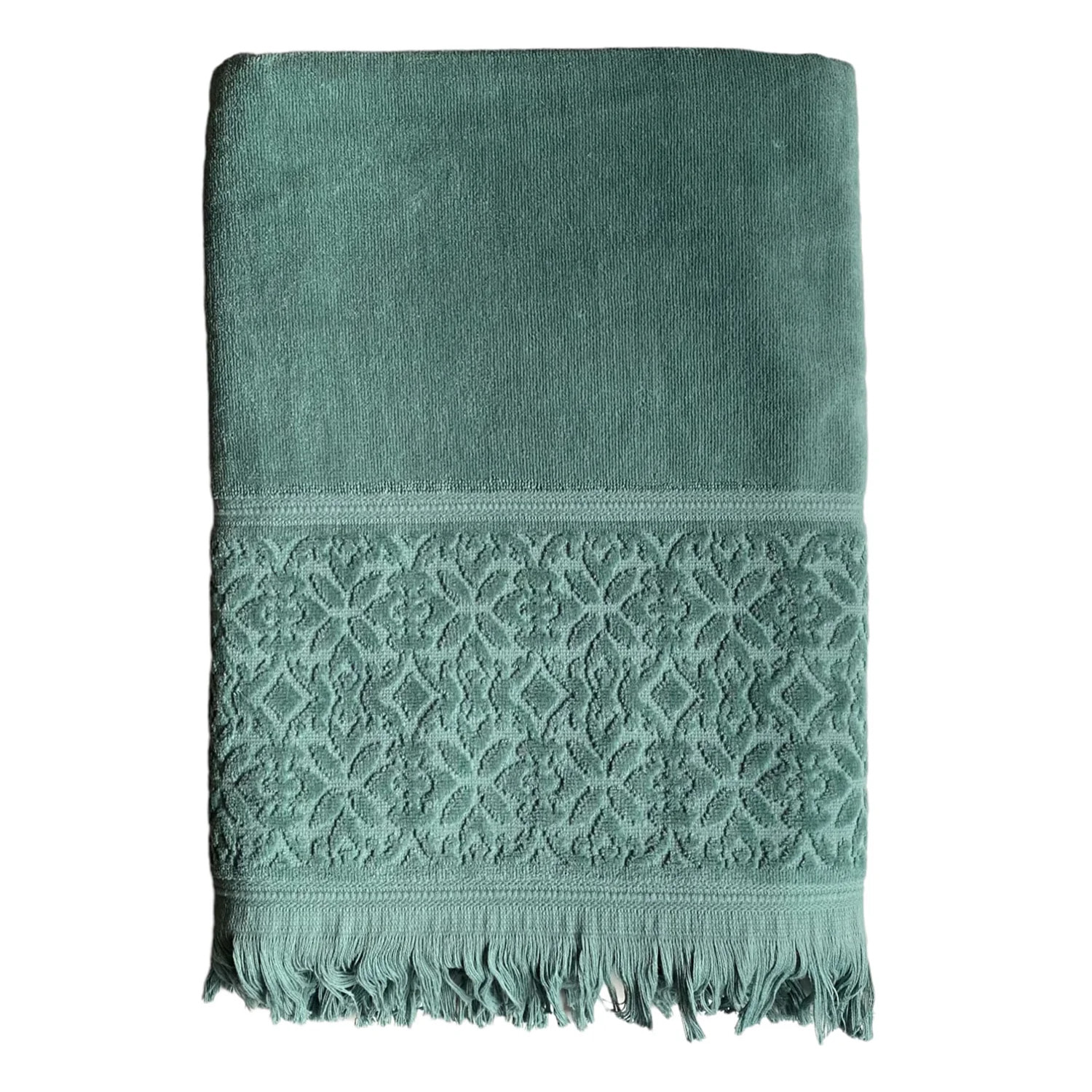 Serviette de bain L éponge velours unie - Romance Fougère - 460g/m²