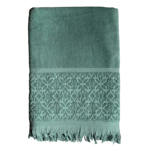 Serviette de bain L éponge velours unie - Romance Fougère - 460g/m²