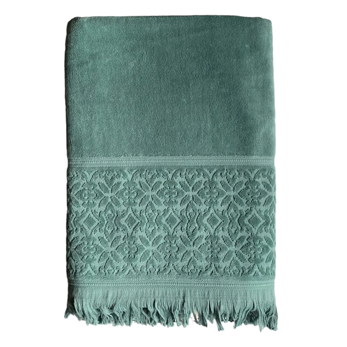 Serviette de bain L éponge velours unie - Romance Fougère - 460g/m²