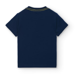 Camiseta niño estampada, mangas cortas, azul marino, 348083