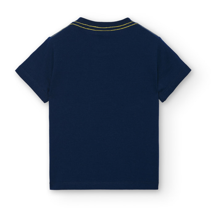 Camiseta niño estampada, mangas cortas, azul marino, 348083
